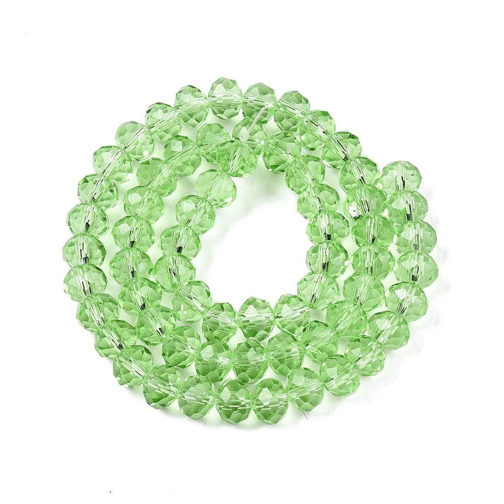 Glass Beads Strands Faceted Rondelle Pale Green 8x6mm Hole: 1mm 60~62pcs/strand 39~40cm diy