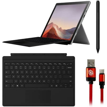 Microsoft QWU-00001 Surface Pro 7 12.3-inch Touch Intel i5-1035G4 8GB/128GB Kit, Platinum Bundle with Microsoft Surface Pen, Signature Type Cover and 3FT Braided Type-C Charge and Sync USB Cable