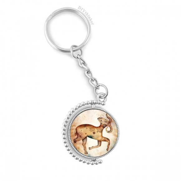 march april aries constellation zodiac rotatable keyholder disc accessories chain clip