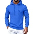 thumbnail image 2 of Mens Fleece Hoodie Pullover Trendy Casual Long Sleeve Drawstring Sweatshirt Fall Winter Thermal Athletic Tops with Pockets Royal Blue 3XL, 2 of 5