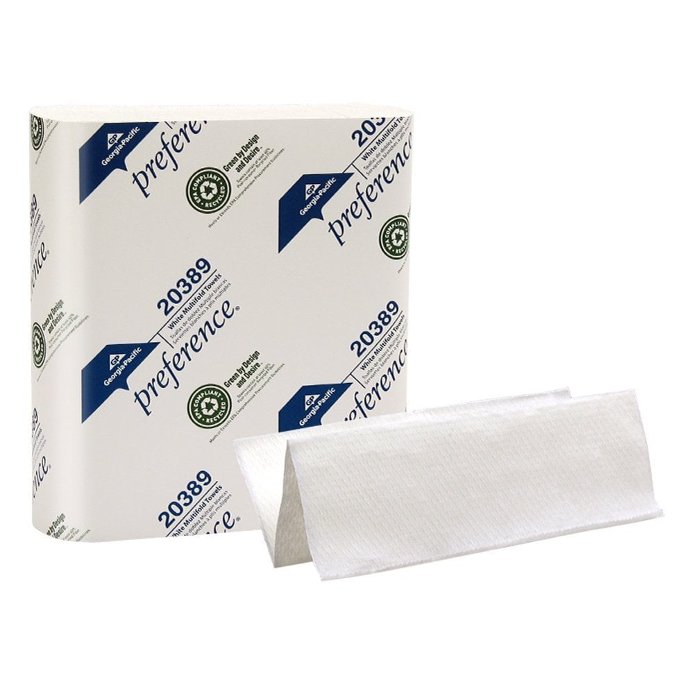 White 1 Individual Pack of 250 Poly-bag Protected Poly Case Georgia Pacific 20389 Preference Multifold Paper Towels 