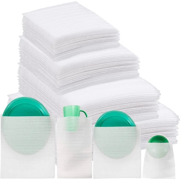 80 Pieces Foam Packing Pouches, 4-Sizes Cushion Wrap Sheets for Dishes, Glass, Moving and Shipping Supplies