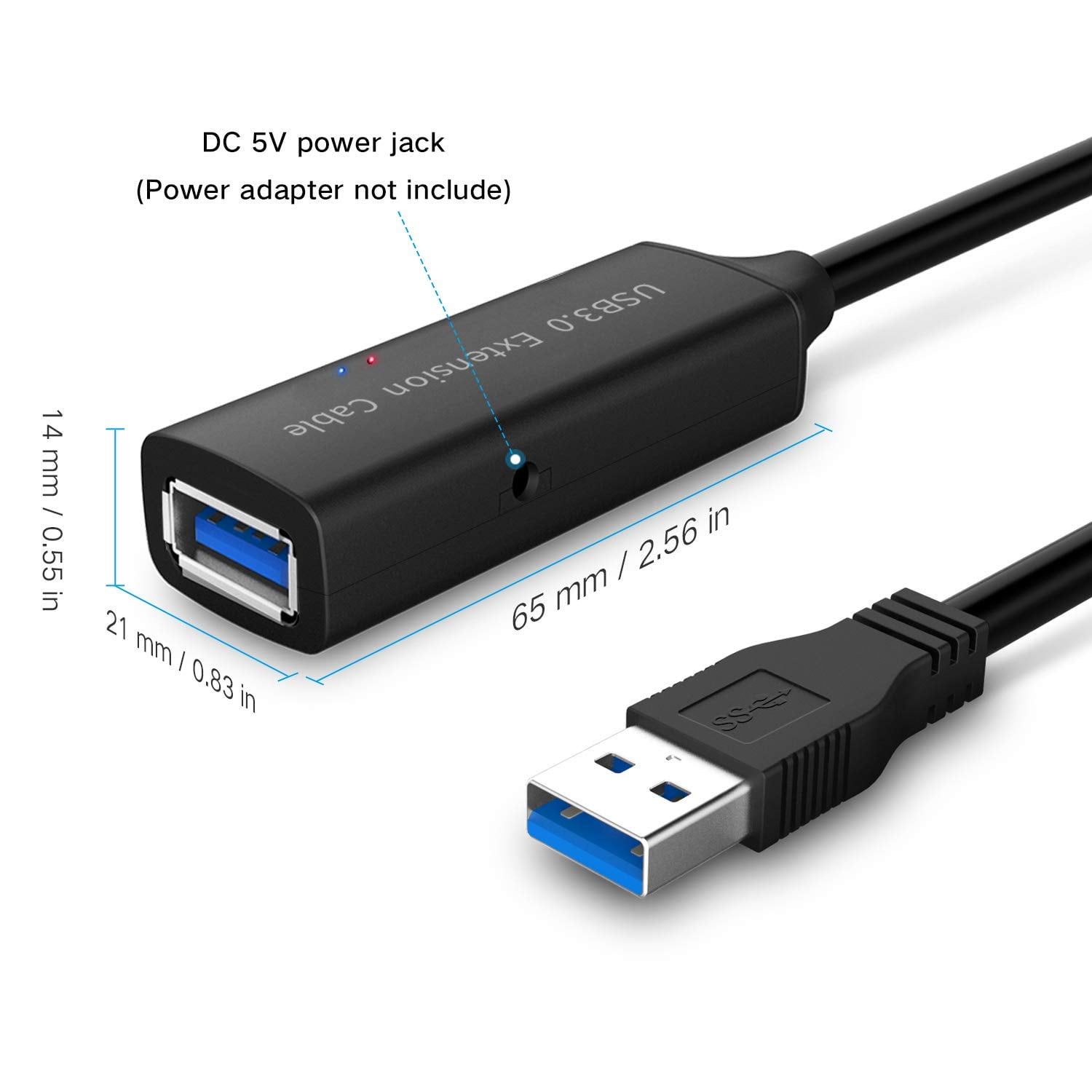 ROSONWAY 16ft USB 3.0 Active Extension Cable, Type-A Female to Male USB 3.0 Cord with Built-in Signal Booster, 5m