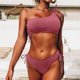 thumbnail image 4 of Sexy mujer moda Bikini sólido dos piezas estampado traje de baño traje de baño conjunto de ropa de playa Fridja  nalpqowj58648, 4 of 9
