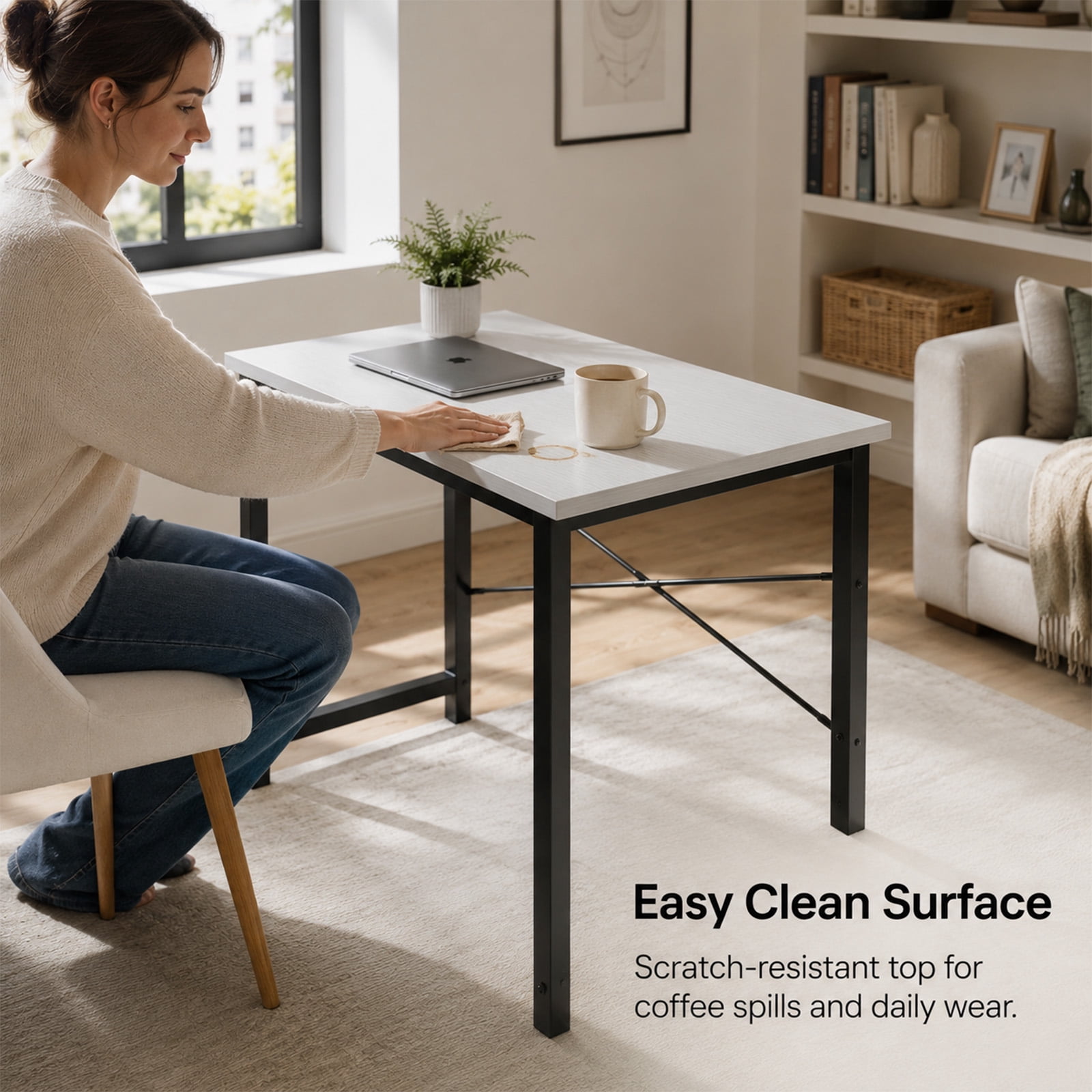 Alvantor Computer Desk 31.5" Small Office Table for Home Bedroom, Modern Study Writing Workstation with X-Shaped Reinforcement