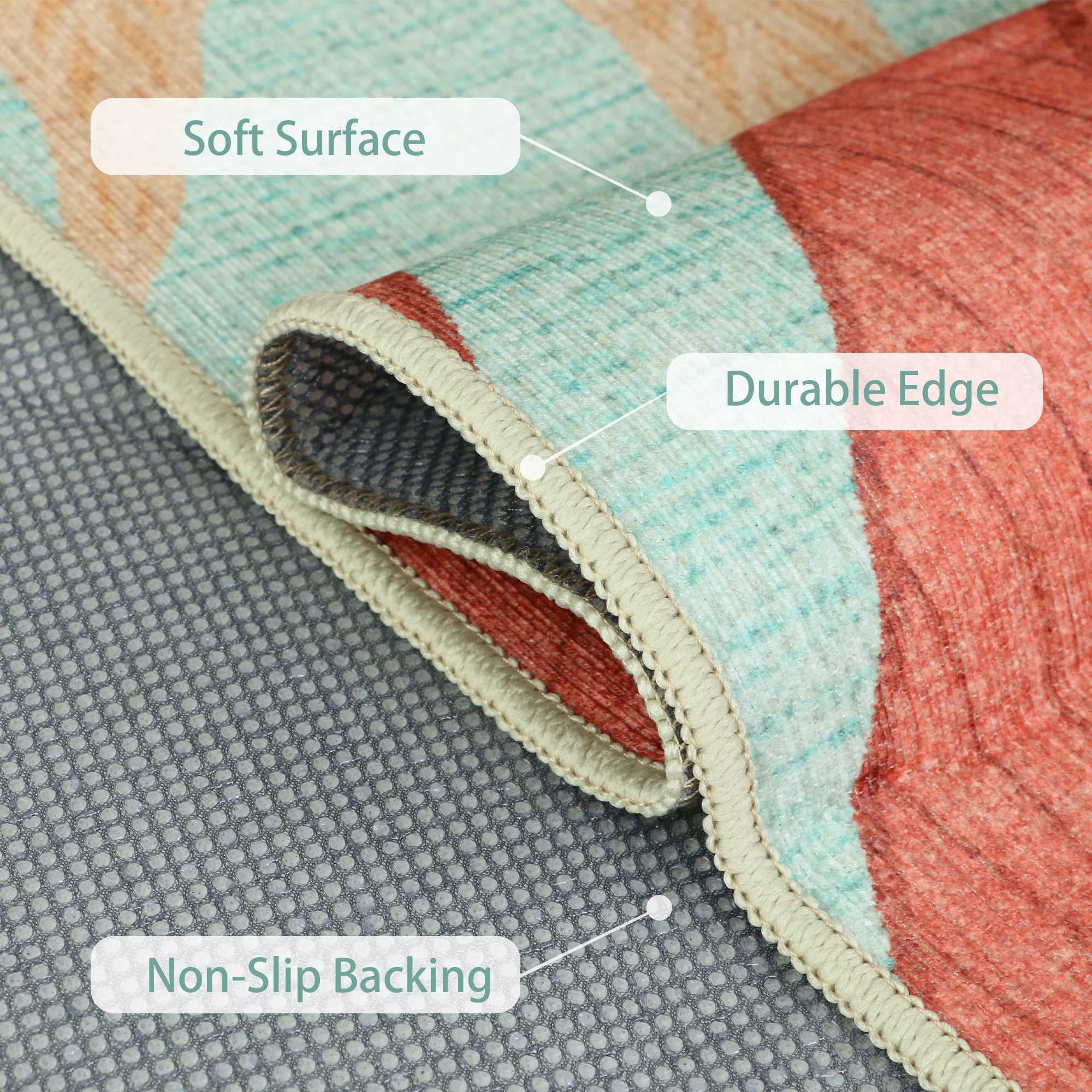 DEORAB Outdoor Rug 8'x10' Washable Patio Rug Non Shedding Easy Cleaning Colorful Outside Carpet for Balcony Backyard Deck RV