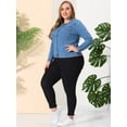 thumbnail image 3 of Women's Plus Size Long Sleeves Collarless Denim Jacket Sky Blue 2X, 3 of 6