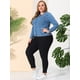 thumbnail image 3 of Women's Plus Size Long Sleeves Collarless Denim Jacket Sky Blue 2X, 3 of 6