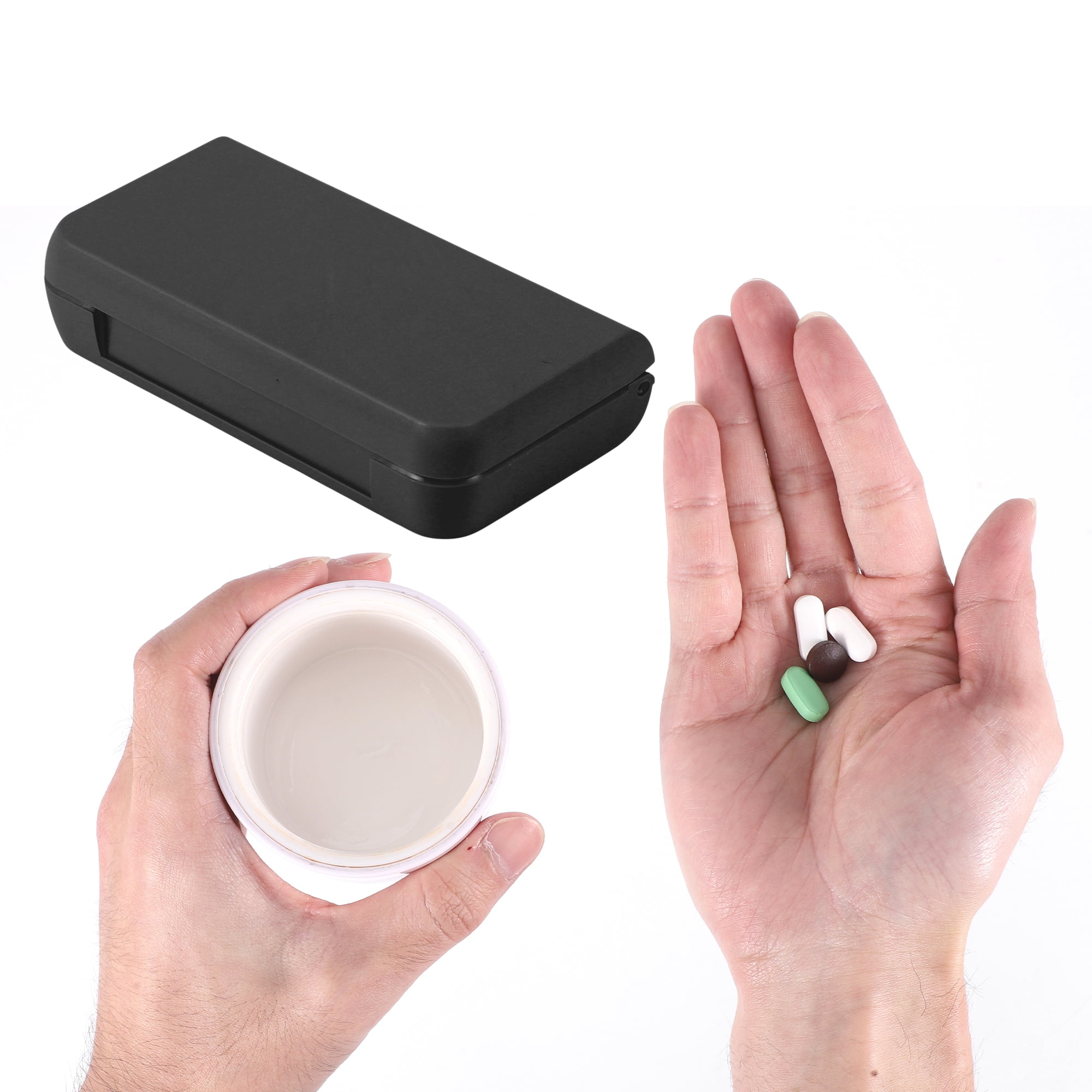 Unique Bargains Durable 3 Grids Single Layer Pill Case for Travel 1 Pc Black