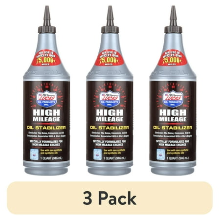 (3 pack) Lucas Oil Products High Mileage Oil Stablizer (1 qt.)