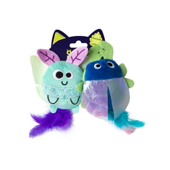 Quirky Kitty Glowing Forest Glow in the Dark Luna Bugs Cat Toy, 2pk