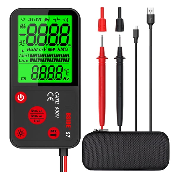 Riwcyla Digital Multimeter Professional Voltage Resistance Frequency Capacitance Measurement Tester Multitester Digital Backlight Display Tester