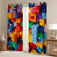 thumbnail image 2 of Manfei Building Blocks Blackout Curtains Set of 2 (52x84 Each),3D Geometric Game Window Curtains,Colorful Toy Brick Curtains and Drapes For Kids,Breathable Home Decor, 2 of 6