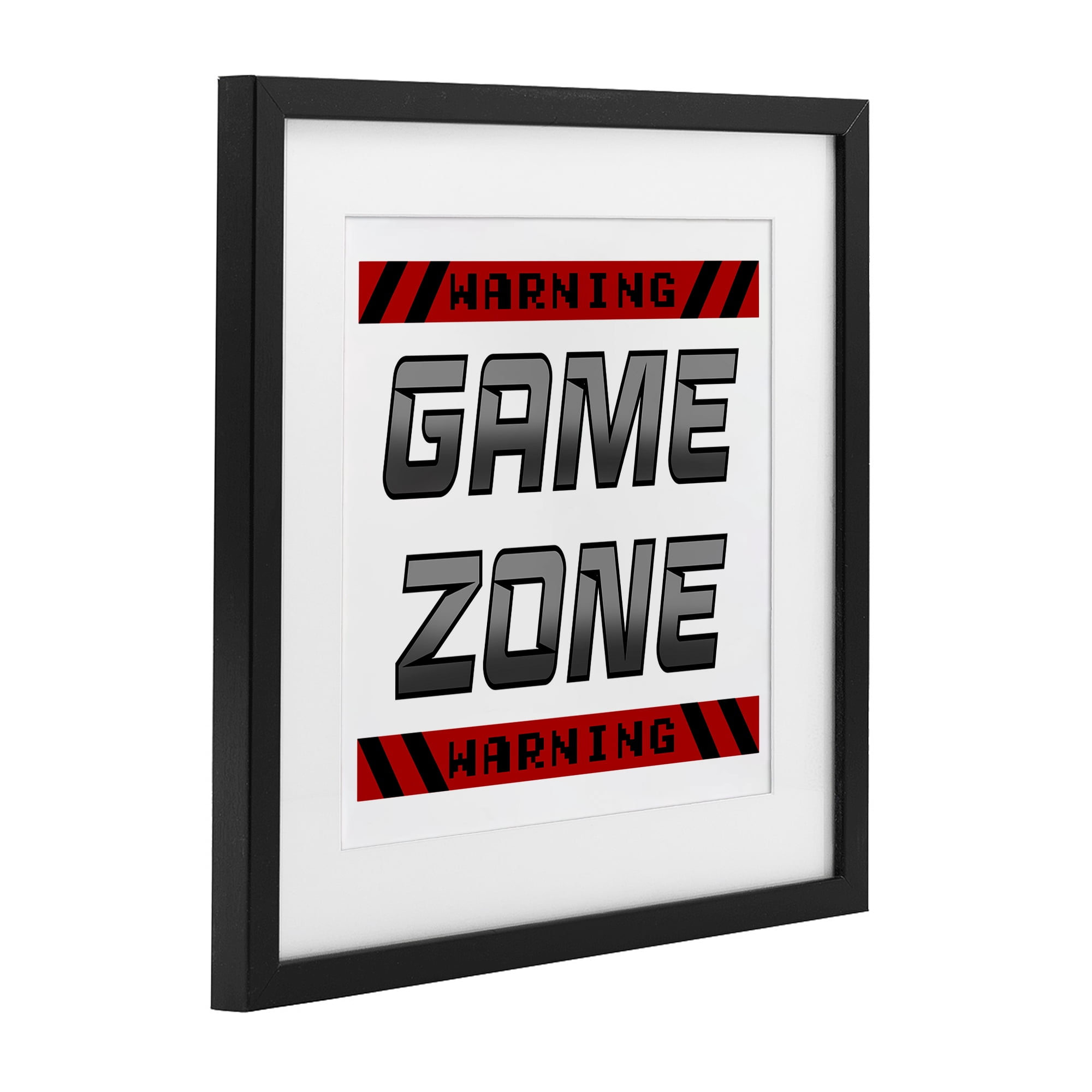 Stupell Industries Game Zone Warning Black Framed Print Under Glass, design by Marcus Prime