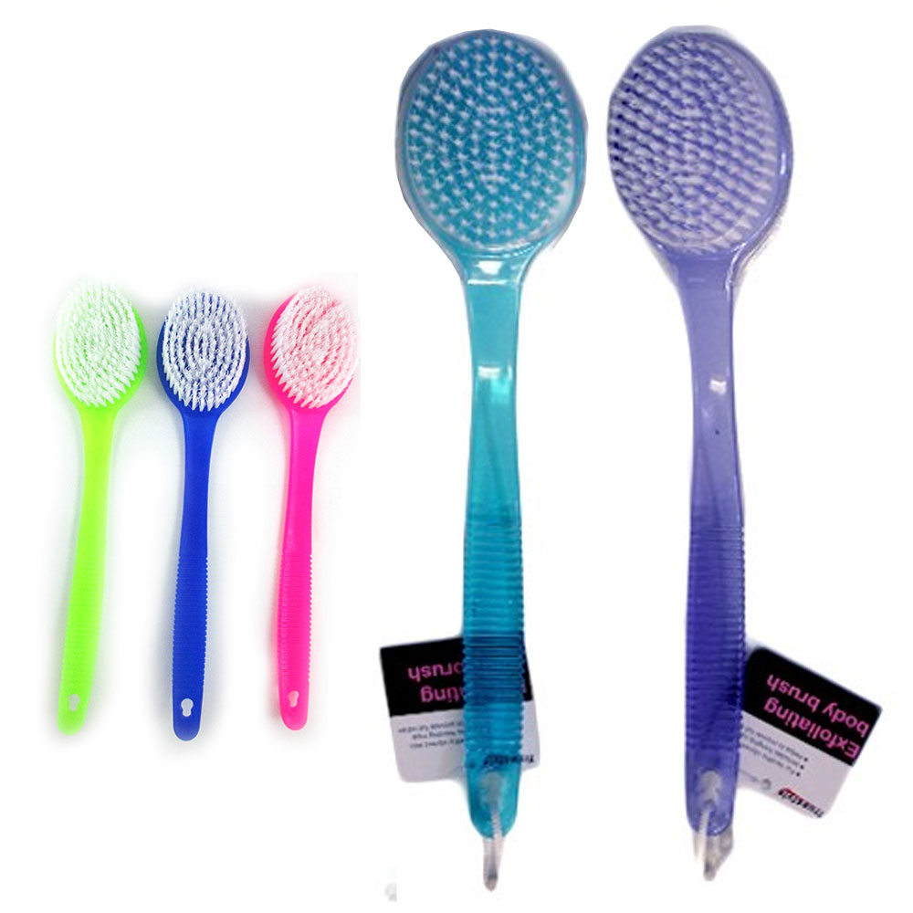 Bath Brush Back Scrub Scrubber Massager Body Shower Back 13.5 Handle Spa Pet New