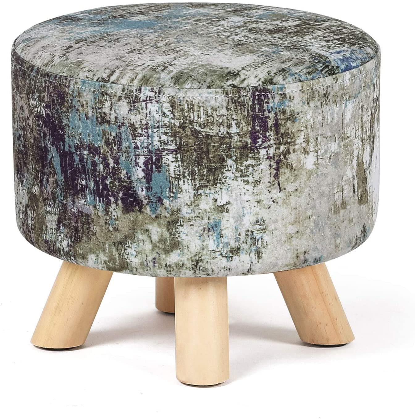 Homebeez Fabric Round Ottoman Foot Rest Stool Assorted Green