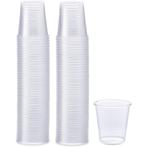 YQHWQ [3 oz. - 100 Count Clear Disposable Plastic Cups - Small Disposable Bathroom, Medicine Polypropylene, and Mouthwash Cups