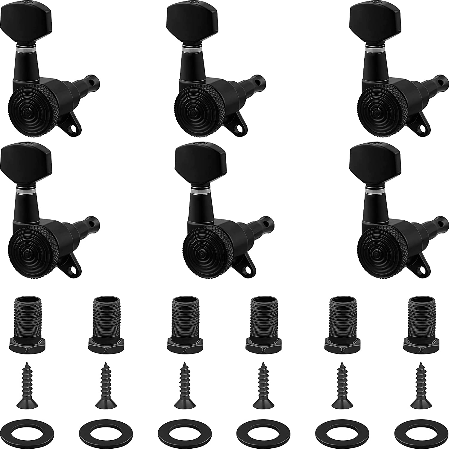 6 Pieces Inline Guitar Locking Tuners 118 Ratio String Tuning Pegs