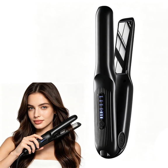 Cordless Hair Straightener & Curler 2-in-1, Rechargeable, Fast Heat-Up, Travel-Friendly, 4000 mAh Battery, Fast USB-C Charging&LED Power Display