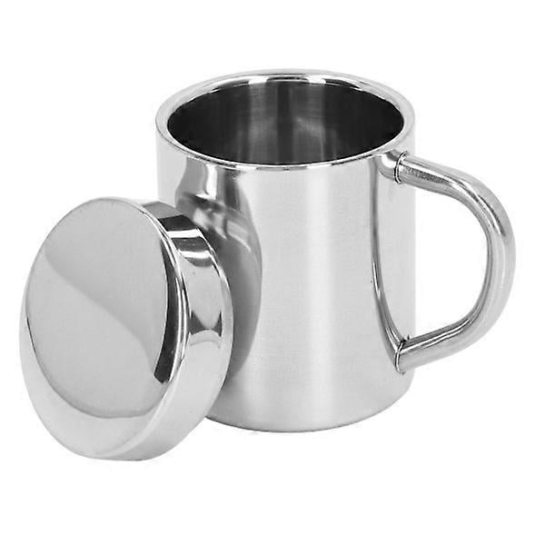 Stainless Steel Double Wall Mugs. Shatterproof Tea Cups for Hot Cold Use with Handle