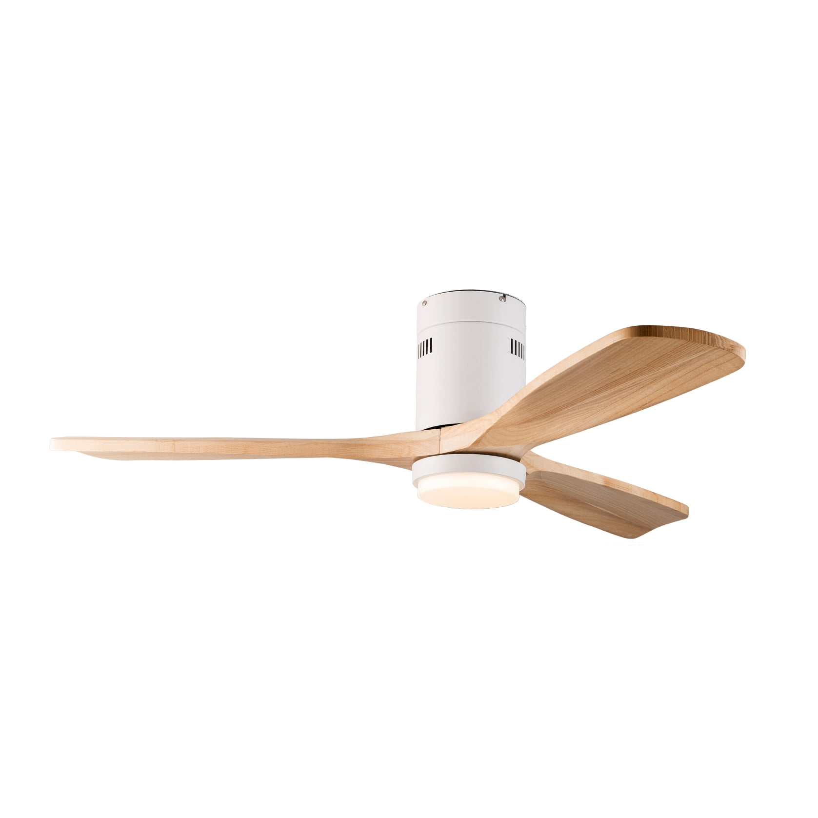Mintazer 52 in Low Profile Flush Mount Ceiling Fan with Dimmable LED Light & Remote Control, Modern Ceiling Fan with Noiseless for Bedroom Living Room, White