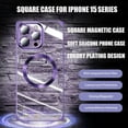 thumbnail image 3 of Compatible with iPhone 15  Case [Compatible with MagSafe] Luxury Clear Plating Magnetic Phone Case Camera Lens Protection Slim Soft Shockproof Cover for Women Girls Men, Black, 3 of 7