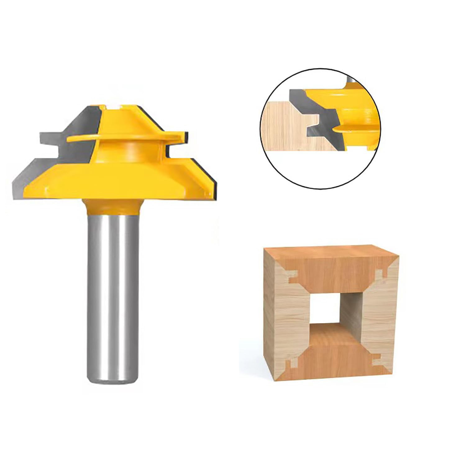 45 Degree Lock Miter Router Bit 3-Piece Set, for 31/64", 3/4"，1"，1/2 Inch Shank.Woodworking Tools Joint Router Bits 3PCS )