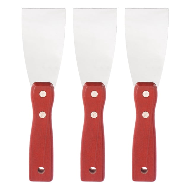 Uxcell 2" Cuchillo de masilla de acero al carbono con mango de madera para paneles de yeso Paquete de 3