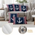thumbnail image 3 of 2 Pack Outdoor Waterproof Throw Pillow Covers,Nautical Anchor Navy Blue Decorative Square Pillow Case Patio Pillowcases for Chair Couch Sofa 16x16in, 3 of 9
