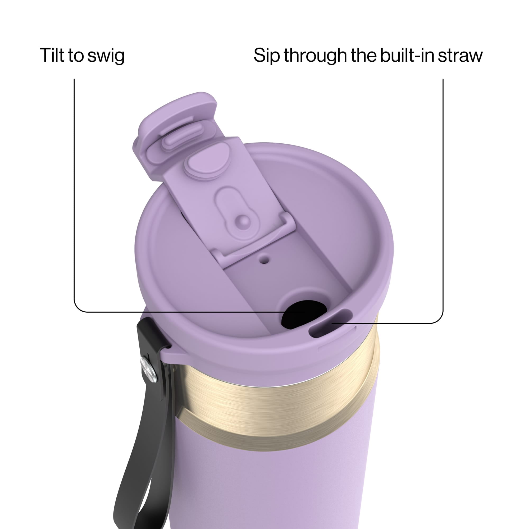 Contigo DualSip 24 oz Leakproof Insulated Water Bottle with Carrying Strap and 2-Way Lid