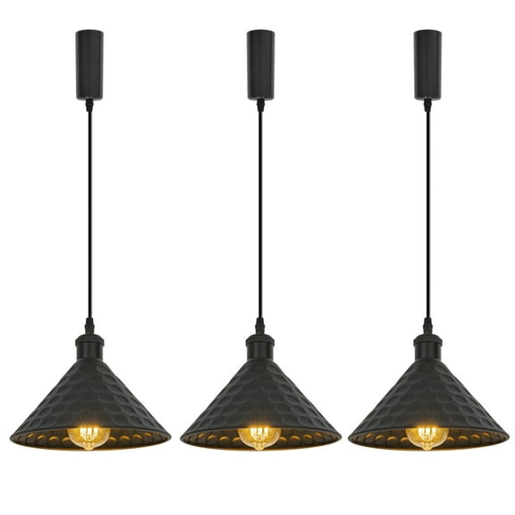 Kiven H-Type Track Lighting, 3-Light Modern Halo Track Pendant Light with Metal Lampshade, Track Light Pedant Adjustable Length for Bedroom Kitchen Island Home Shop