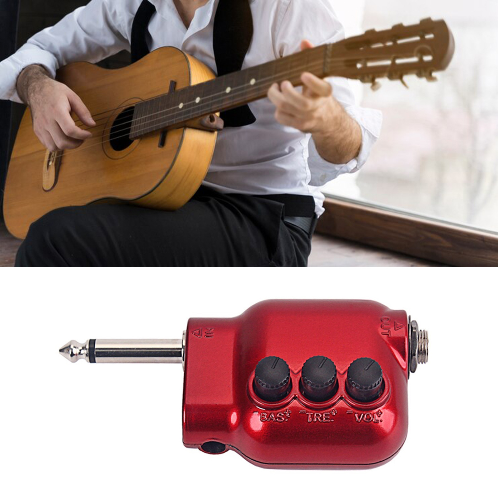 Small Preamplifier Preamp Replacement Guitars Pickup EQ Equalizers Preamplifier 6.35mm Plug Acoustic Guitar Preamplifier