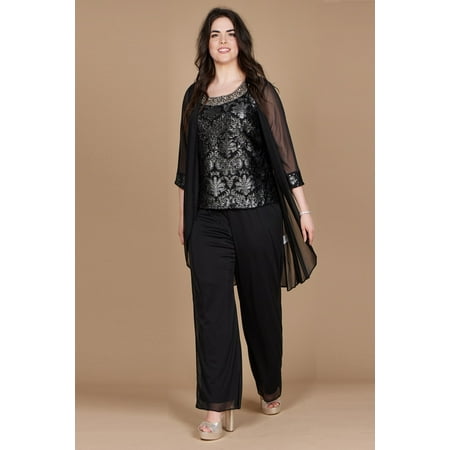R&M Richards Plus Size Formal Duster Pant Set 7676W