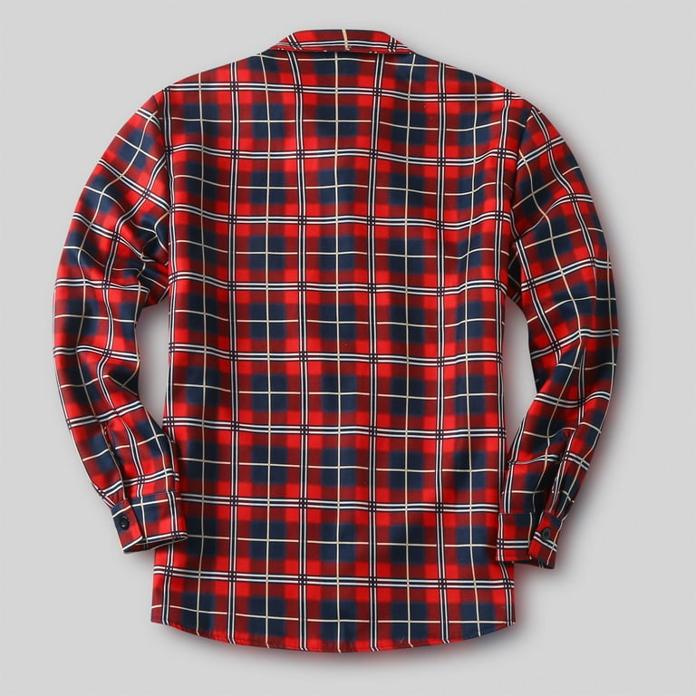 Men's Warm Sherpa Lined Fleece Plaid Flannel Shirt Jacket,Men's
