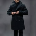 thumbnail image 2 of Mens Woolen Overcoat Jacket Winter Warm Slim Fit Stylish Long Coats Double Breasted Lapel Collar Casual Business Trench Jacket, 2 of 6