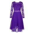 thumbnail image 3 of Eandarui Kids Lace Long Sleeve Flower Girl Dress High Low Hem Junior Bridesmaid Wedding Dresses Purple 6, 3 of 7