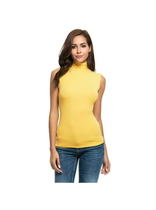 mock turtleneck sleeveless tops