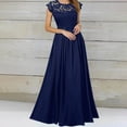 thumbnail image 2 of HNMKIU Elegant Dresses for Women Evening Gown Neck Floral Lace Formal Wedding Long Maxi Dress Blue,M, 2 of 5