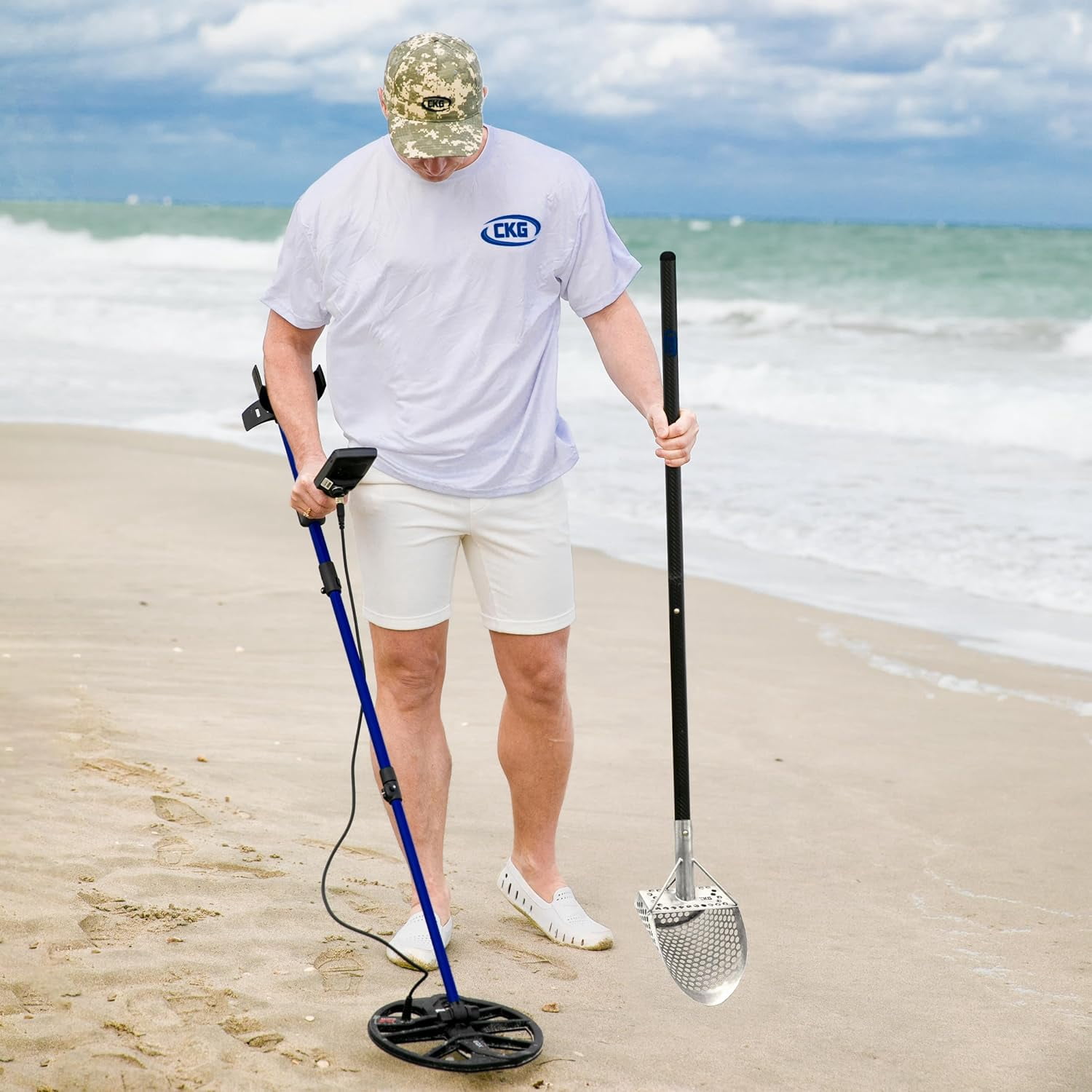CKG Sand Scoop Metal Detecting Shovel Sifter Metal Scoop Stainless Steel 304, Metal Detector Shovel Treasure Hunting, Size 9x6/ Medium