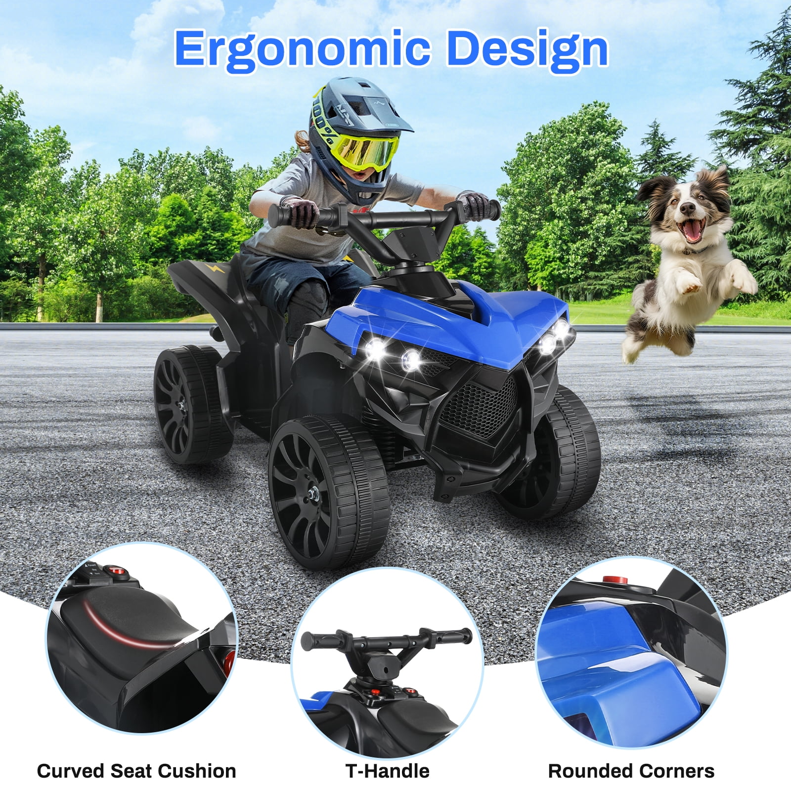 LAZY BUDDY 6V Powered Ride-on Toy for Kids, Toddler 4-Wheeler Quad ATV Play Car with 1.8mph Max Speed, for 2-4 Years Boys Girls