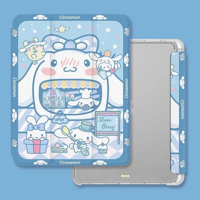 Kawaii Sanrio Hello Kitty Ipad Protective 2021 Anti-fall Three-Fold Cute Cartoon Protective Case Plus Pen Slot Toy Gift for Girl