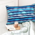 thumbnail image 4 of KLL Ice Blue Stripes Pillow Covers Envelope Closure,Super Soft and Cozy Fuzzy Fleece Pillow Case Cover 16"x24", 4 of 5