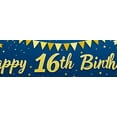 thumbnail image 4 of Blue Backdrop Banner with Golden Glittery Happy 16th Birthday Text Balloons Stars and Gift Elements Birthday Party Decoration Photography Props Party Supplies Backdrop Decorations, 4 of 7