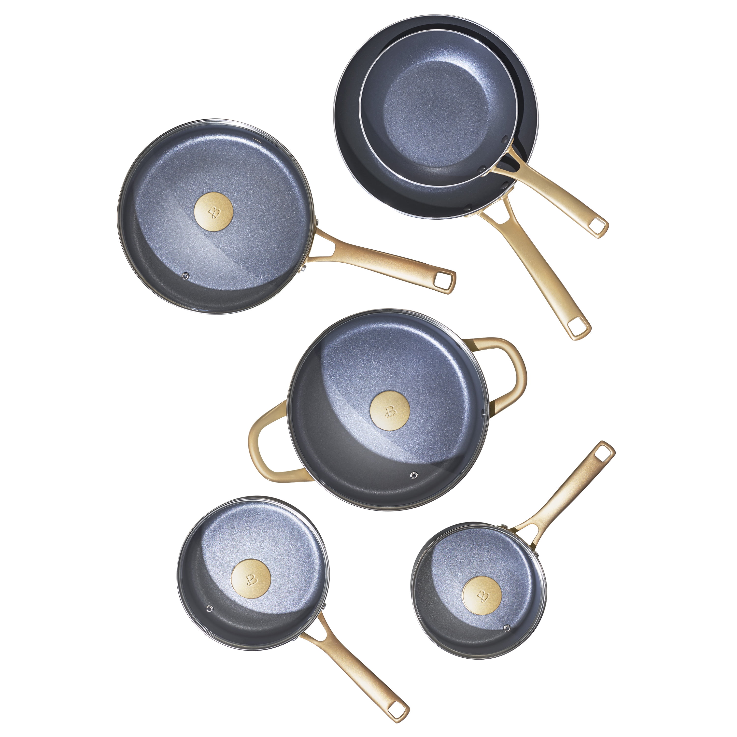 Beautiful 10 PC Cookware Set, Black Sesame by Drew Barrymore 