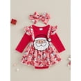 thumbnail image 4 of Elippeo Baby Girls 2Pcs Christmas Outfits Long Sleeve Santa/Gingerbread Romper Dress + Headband Set Newborn Clothes 3 6 9 12 18 Months, 4 of 9
