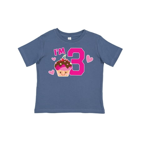 

Inktastic I m 3 with Cute Cupcake and Hearts Gift Toddler Toddler Girl T-Shirt