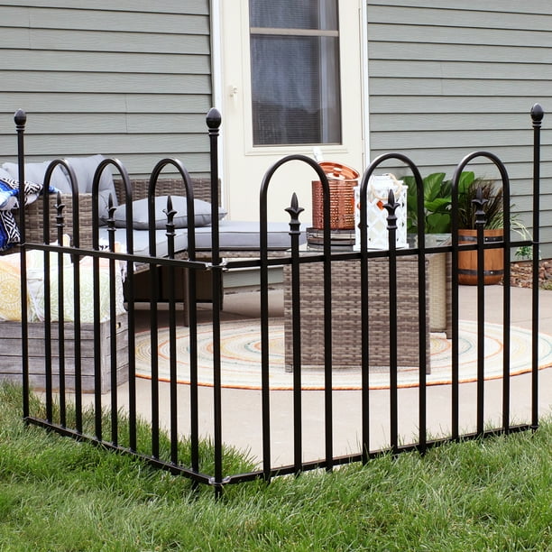 Sunnydaze 2Piece Strasbourg Design Steel Fence Panel with 3 Posts