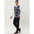 thumbnail image 4 of Unique Bargains Men's Argyle V Neck Slim Fit Sleeveless Knit Pullover Sweater Vests S Gray, 4 of 6