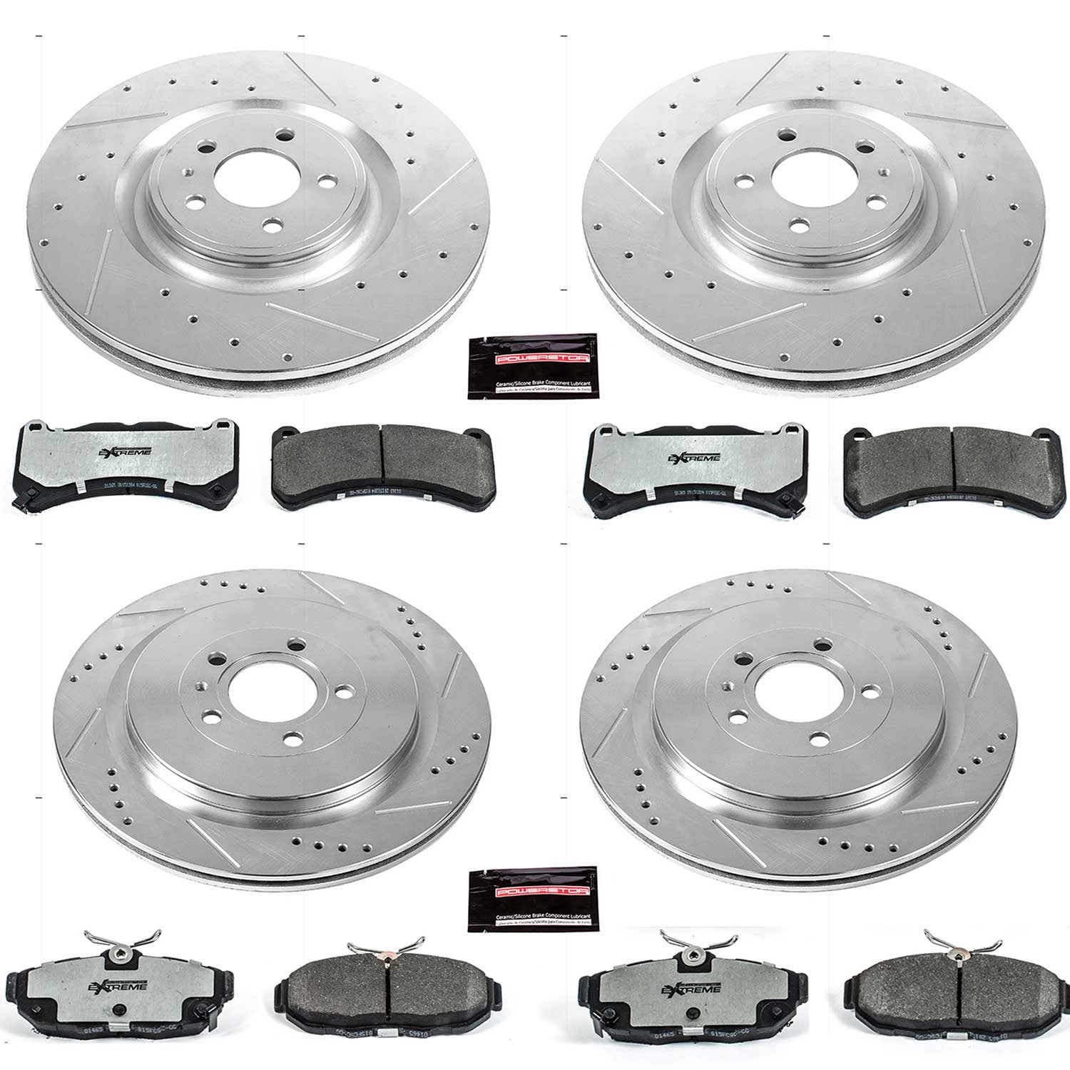 PowerStop Front and Rear Z26 Street Warrior Carbon-Fiber Ceramic Brake Pad and Drilled and Slotted Rotor Kit Fits: FORD Select Models K6401-26