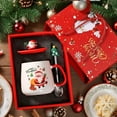 thumbnail image 5 of Christmas Mugs with Lid and Spoon 14.5" Cute eramic Santa Cups Christmas Coffee Mugs with Gift Box Ideal Christmas Gift - D, 5 of 5